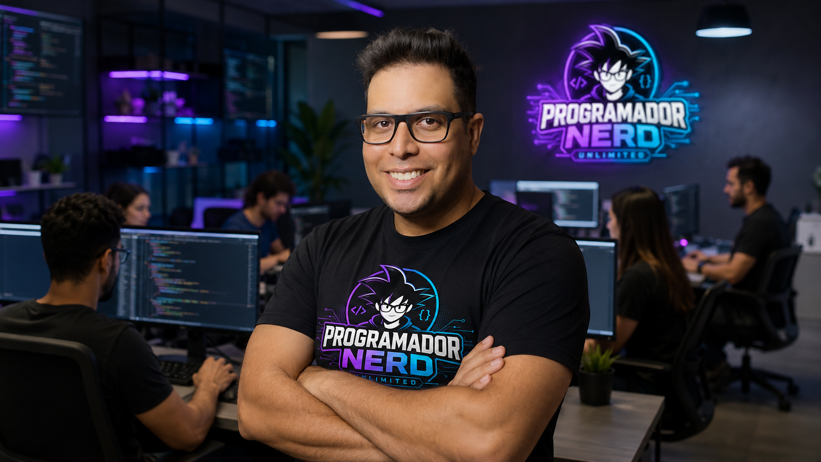 Equipe Programador Nerd Unlimited em ambiente de desenvolvimento