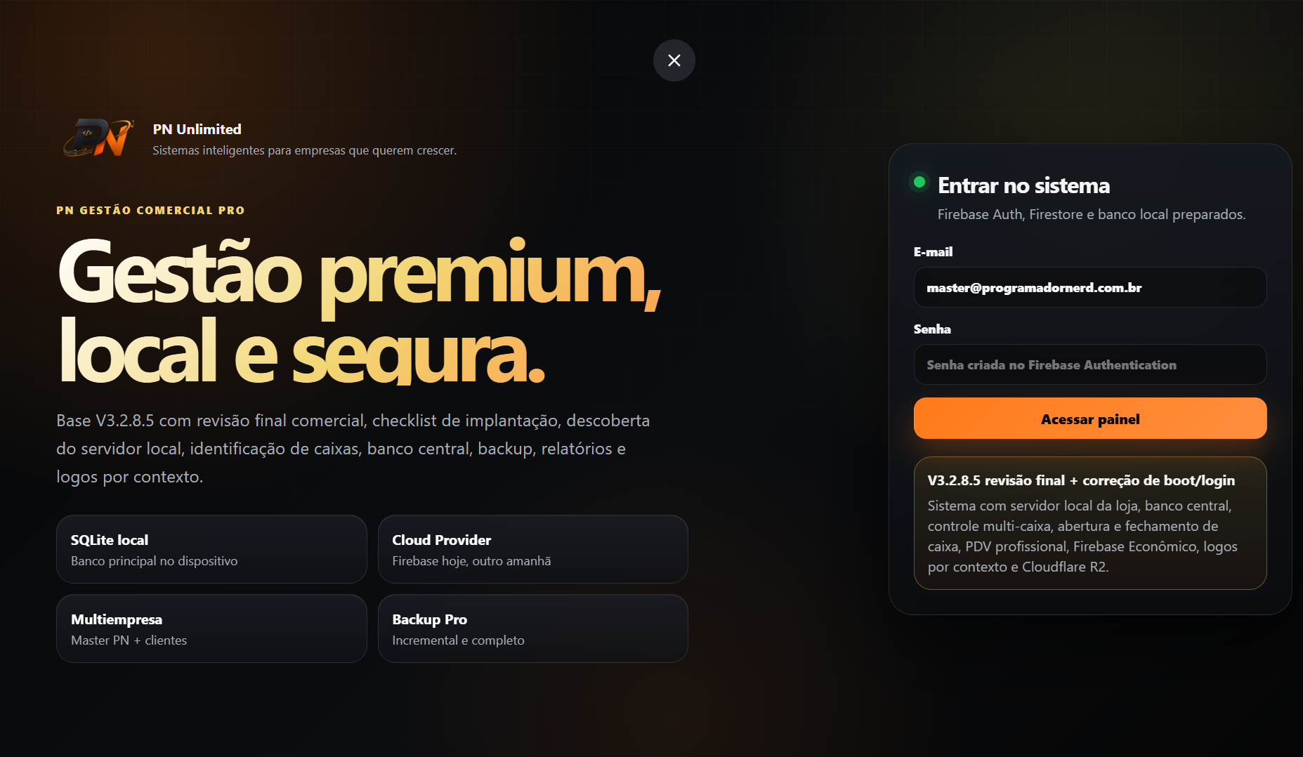 Tela do PN Gestão Comercial Pro